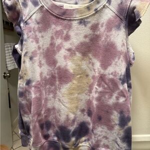 Anthropologie Purple and Cream Tie-Dye Muscle Tee
